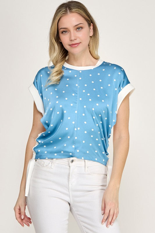Polka Drawstring Top