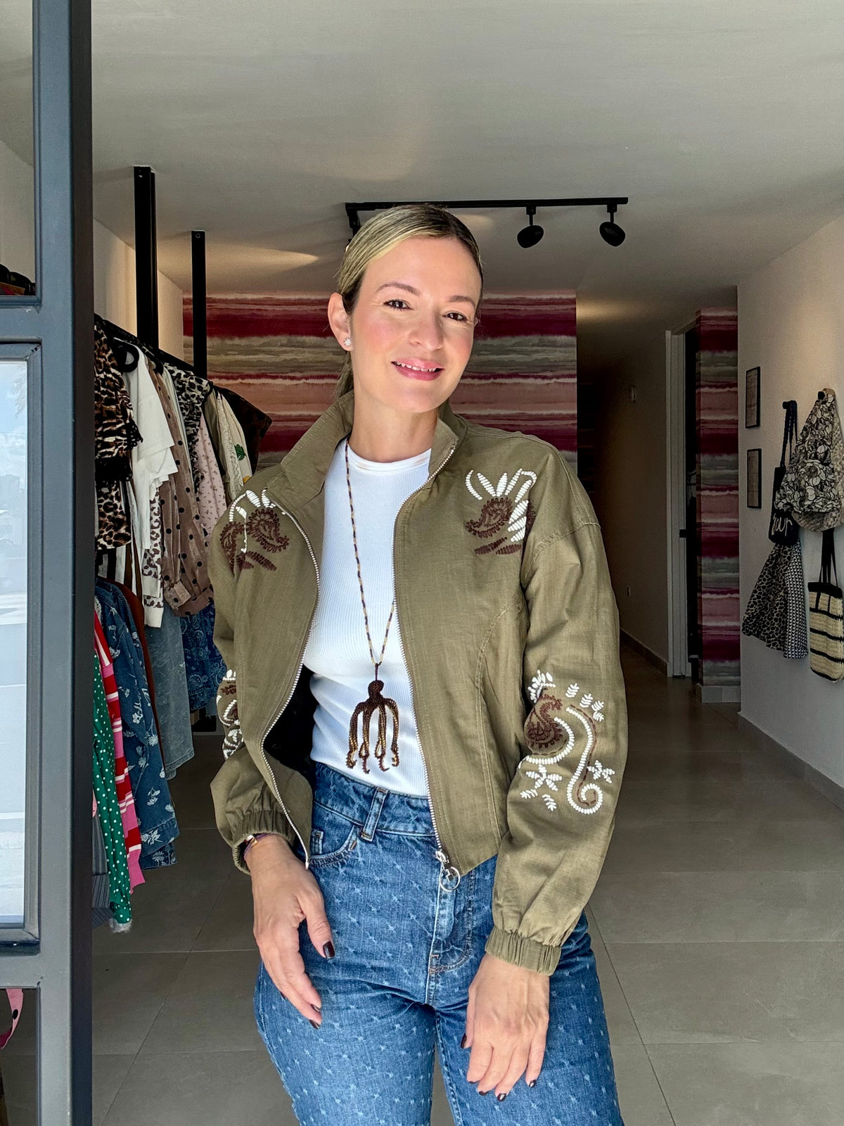 Embroidered Bomber Jacket