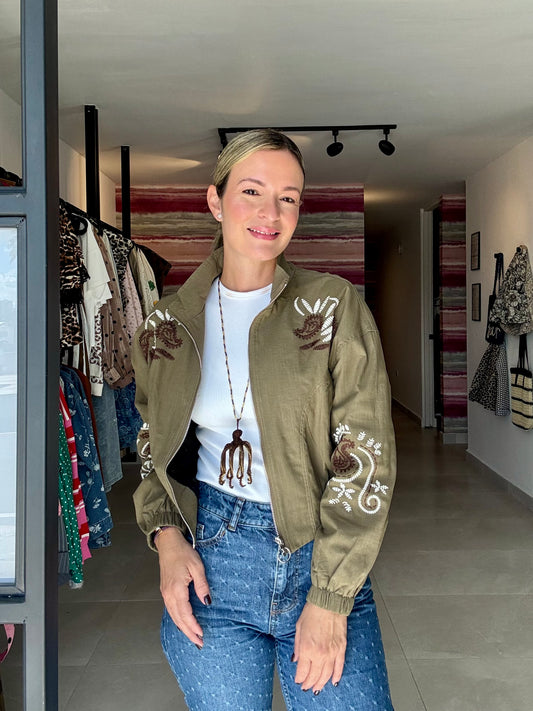 Embroidered Bomber Jacket