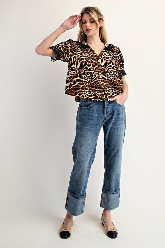 Laced Trim Blouse Top