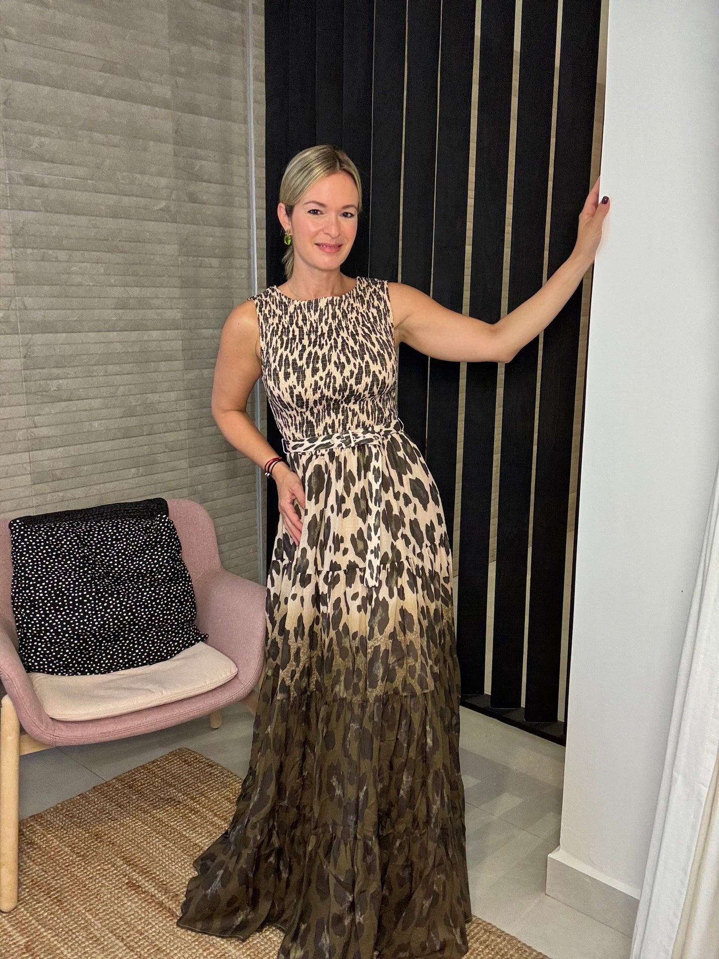 Animal Print Belted Dress