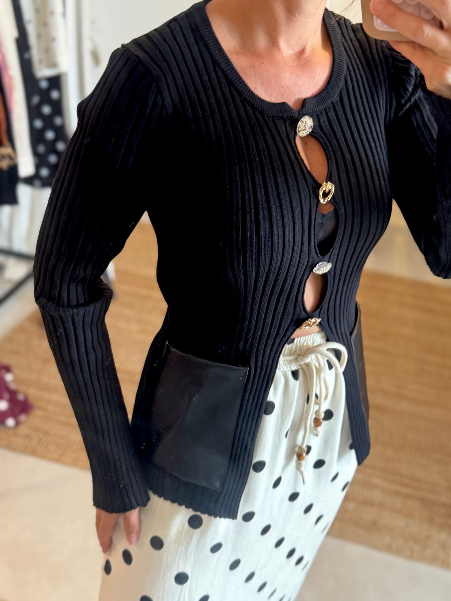 Ribbed Knit Cardigan Top