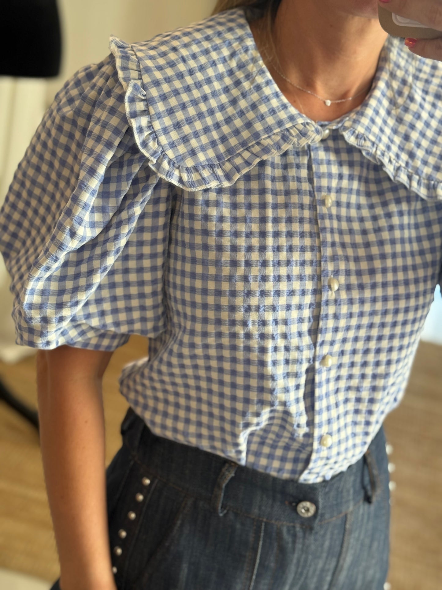 Checker Collar Top