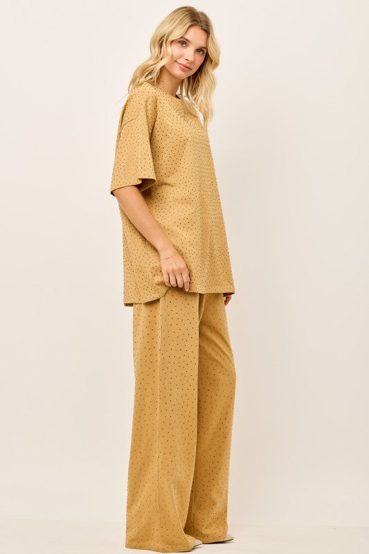 Rhinestones Sweatpants Set