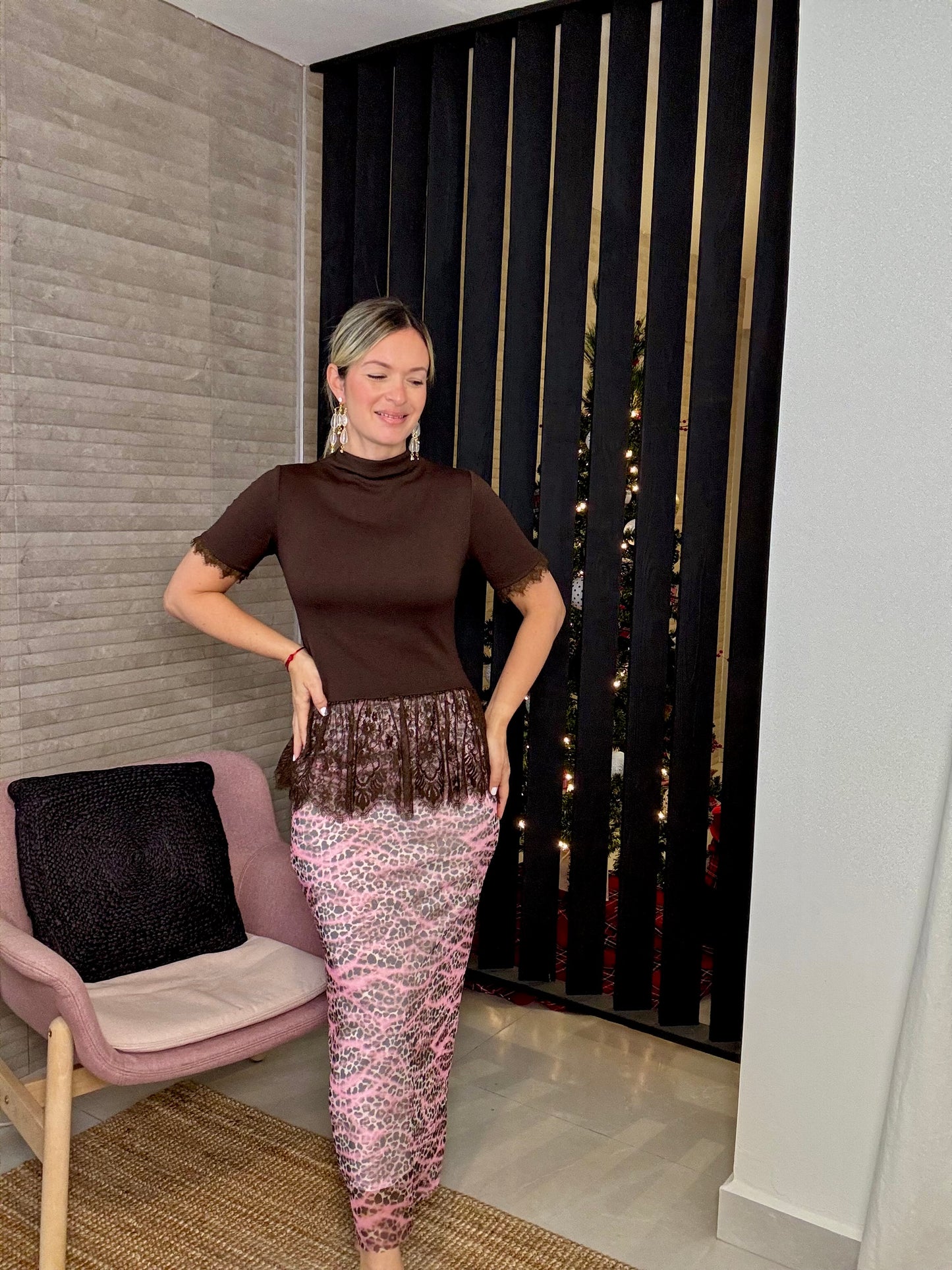 Mesh Animal Print Skirt