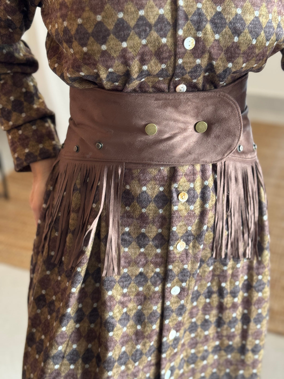 Suede Style Fringe Belt
