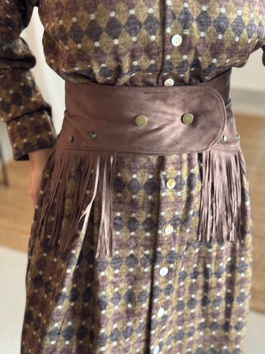 Suede Style Fringe Belt
