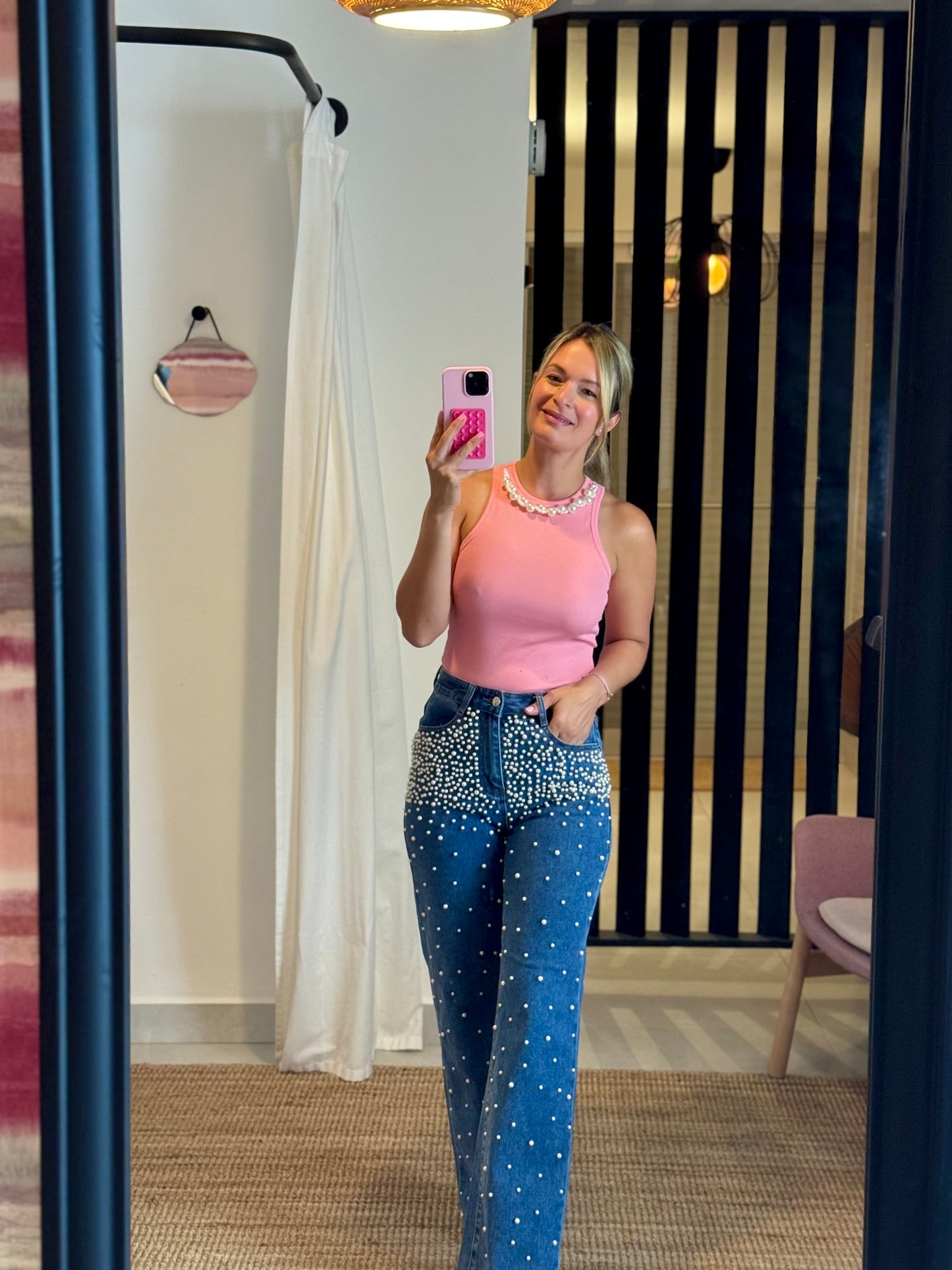 Front Pearl Denim Jean