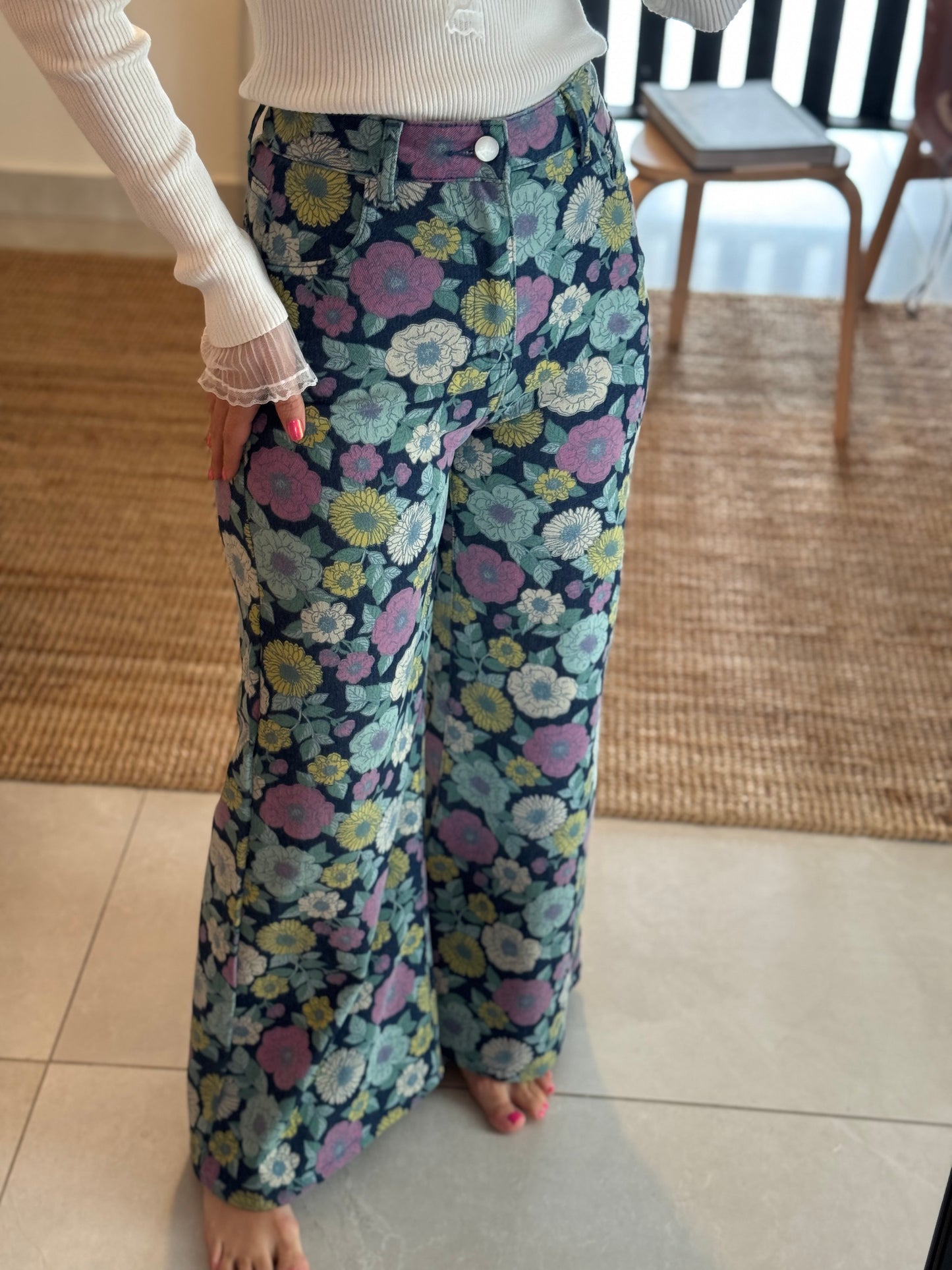 Floral Wide Leg Jean