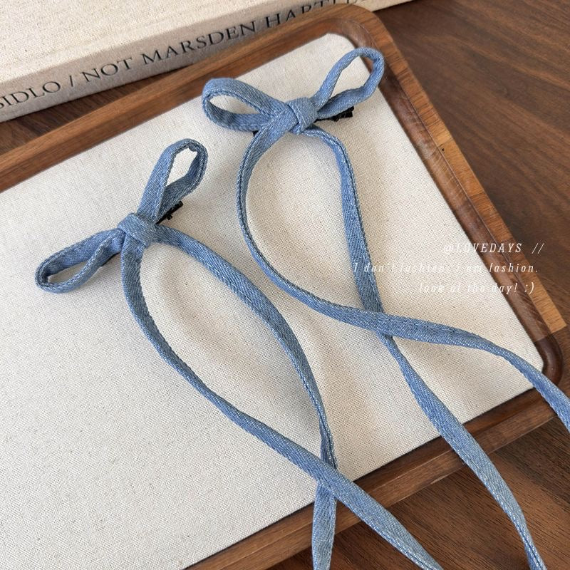 Denim Bow Hair Clip