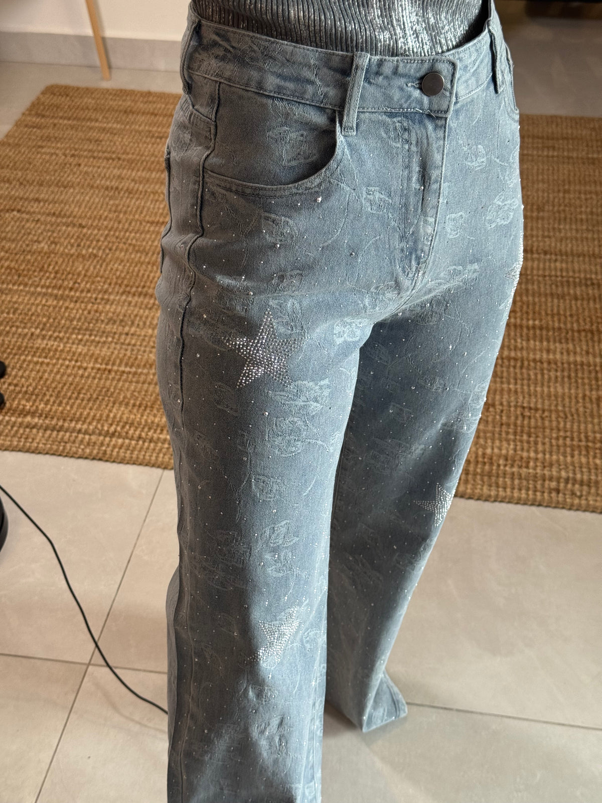 Embroidered Shimmer Jean