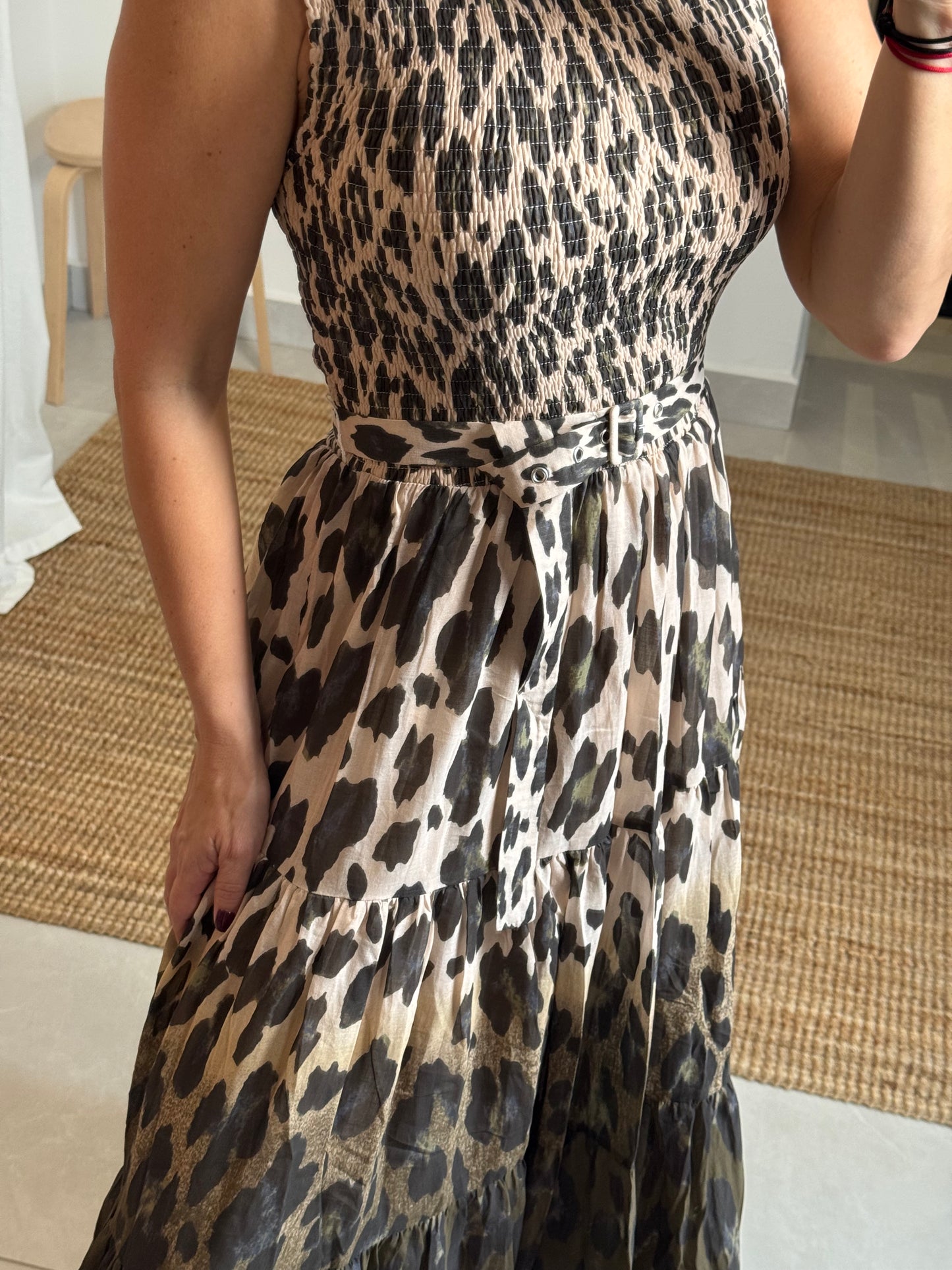 Animal Print Belted Dress