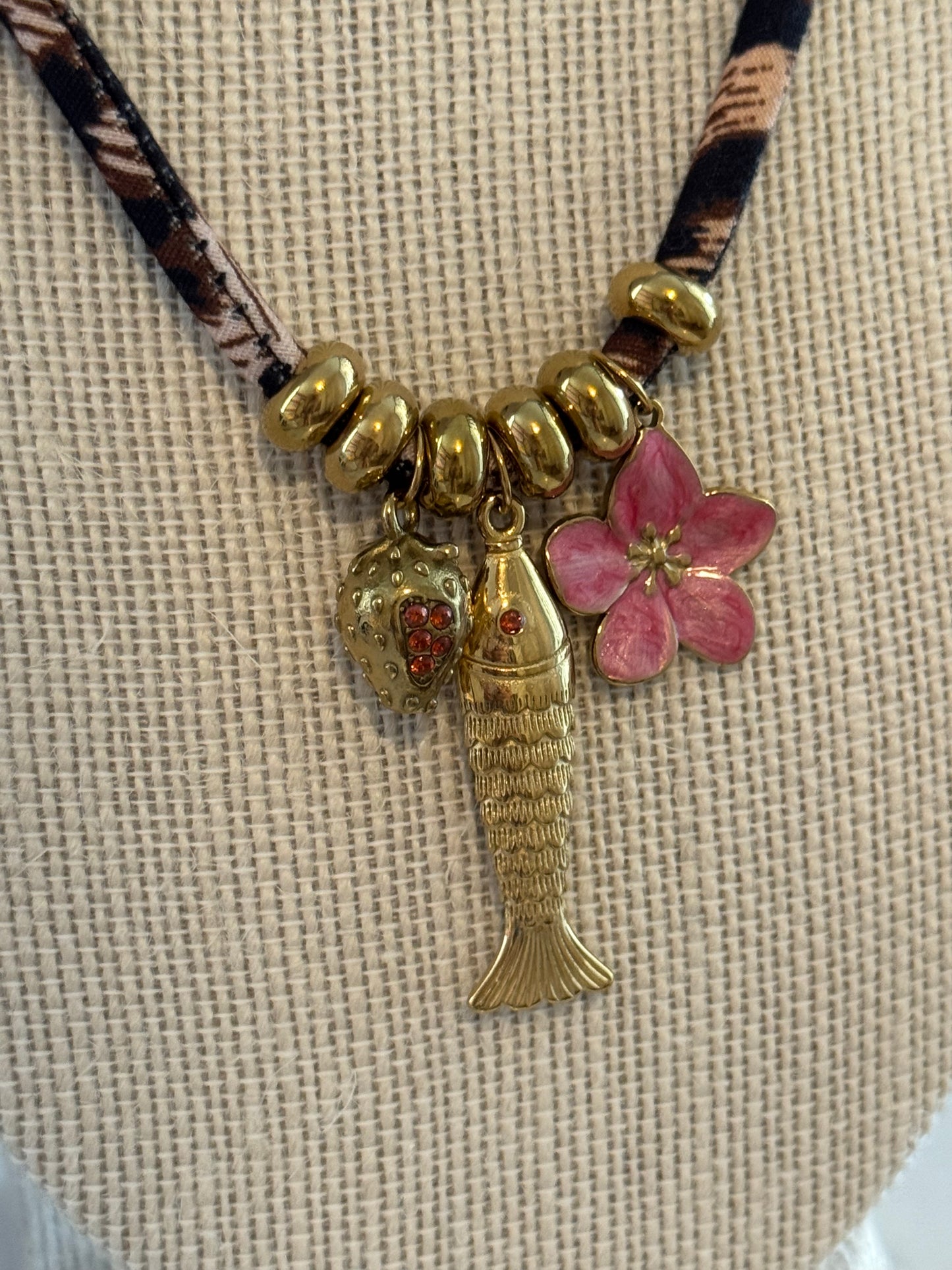 Fabric Ocean Charm Necklace