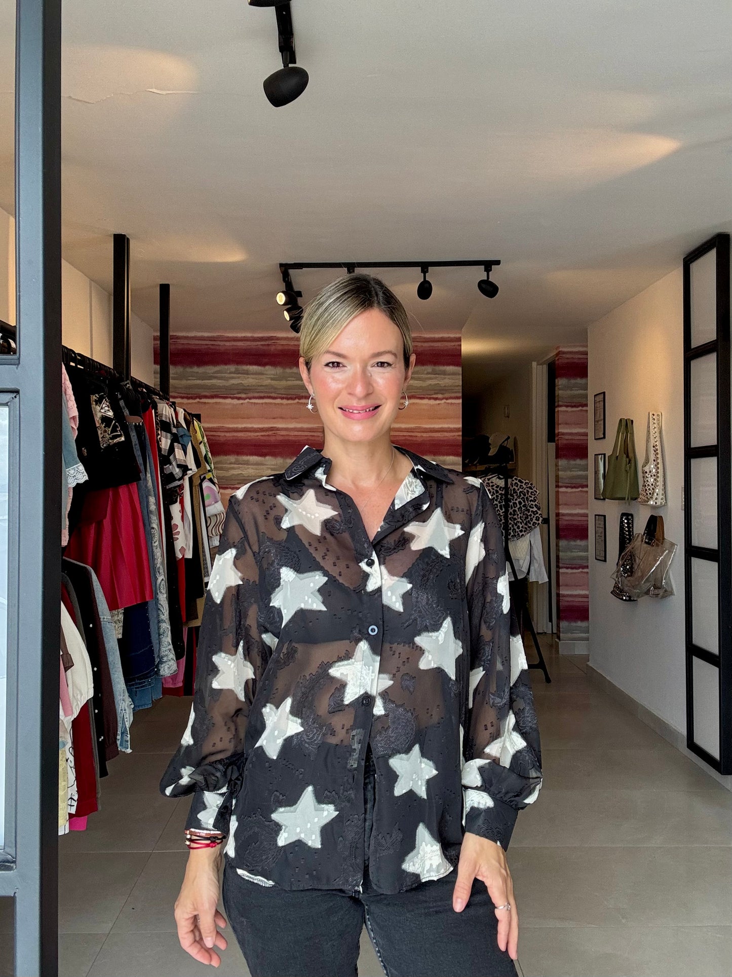 Star Button Down Blouse
