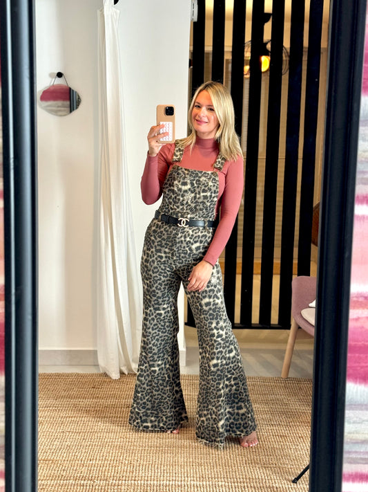 Leopard Denim Overall