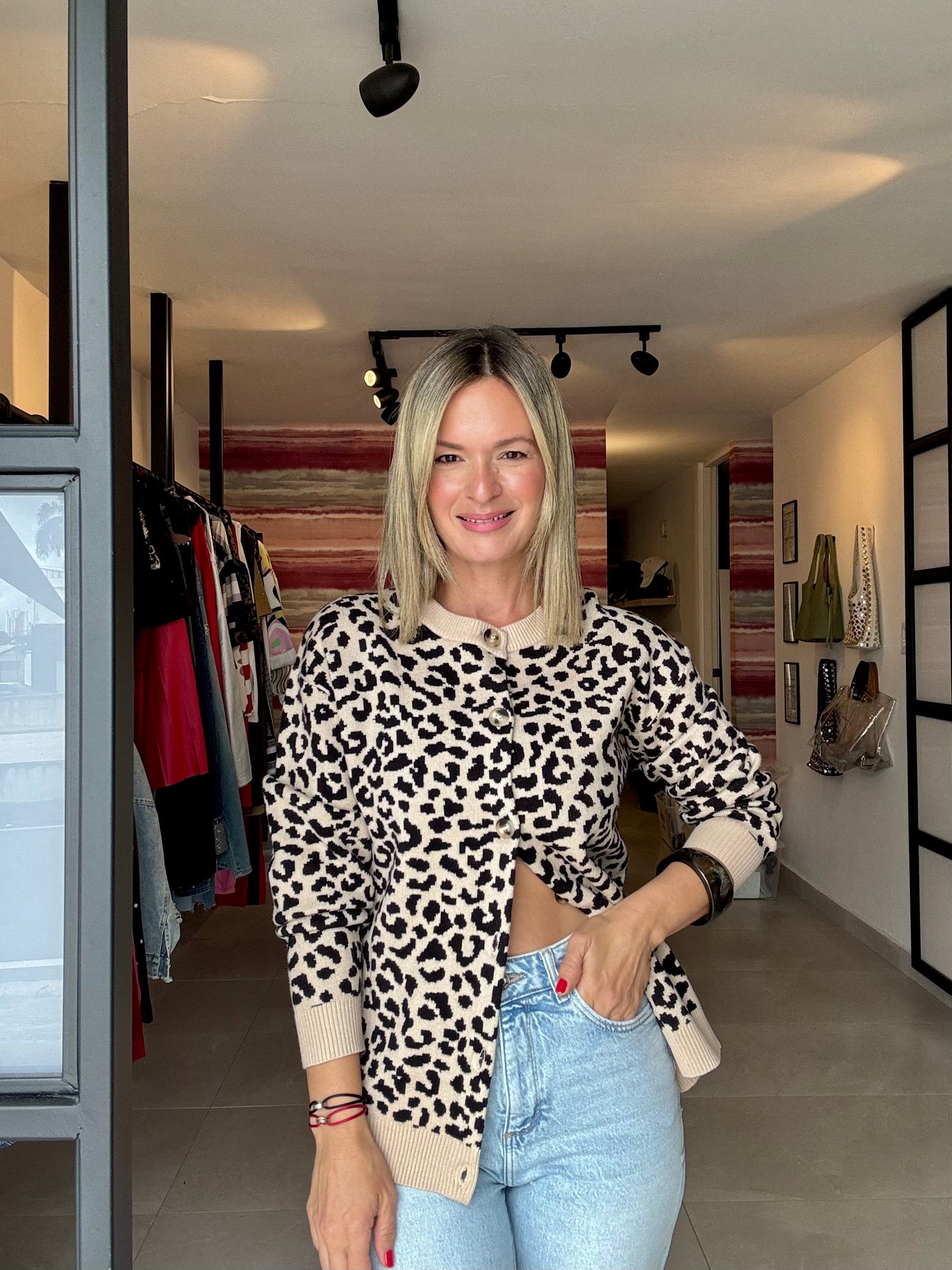 Animal Print Cardigan Sweater