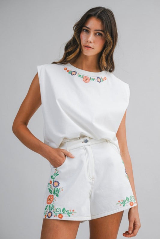 Embroidered Tee & Short Set