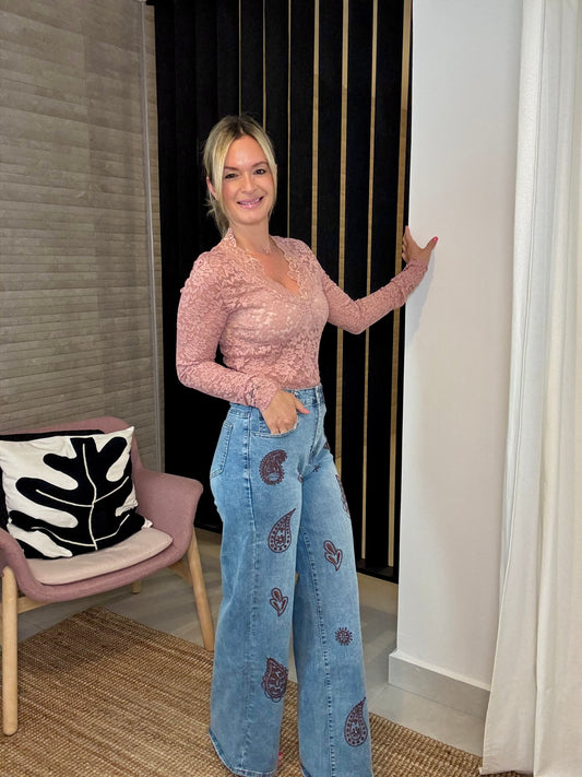 Embroidered Paisley Jean