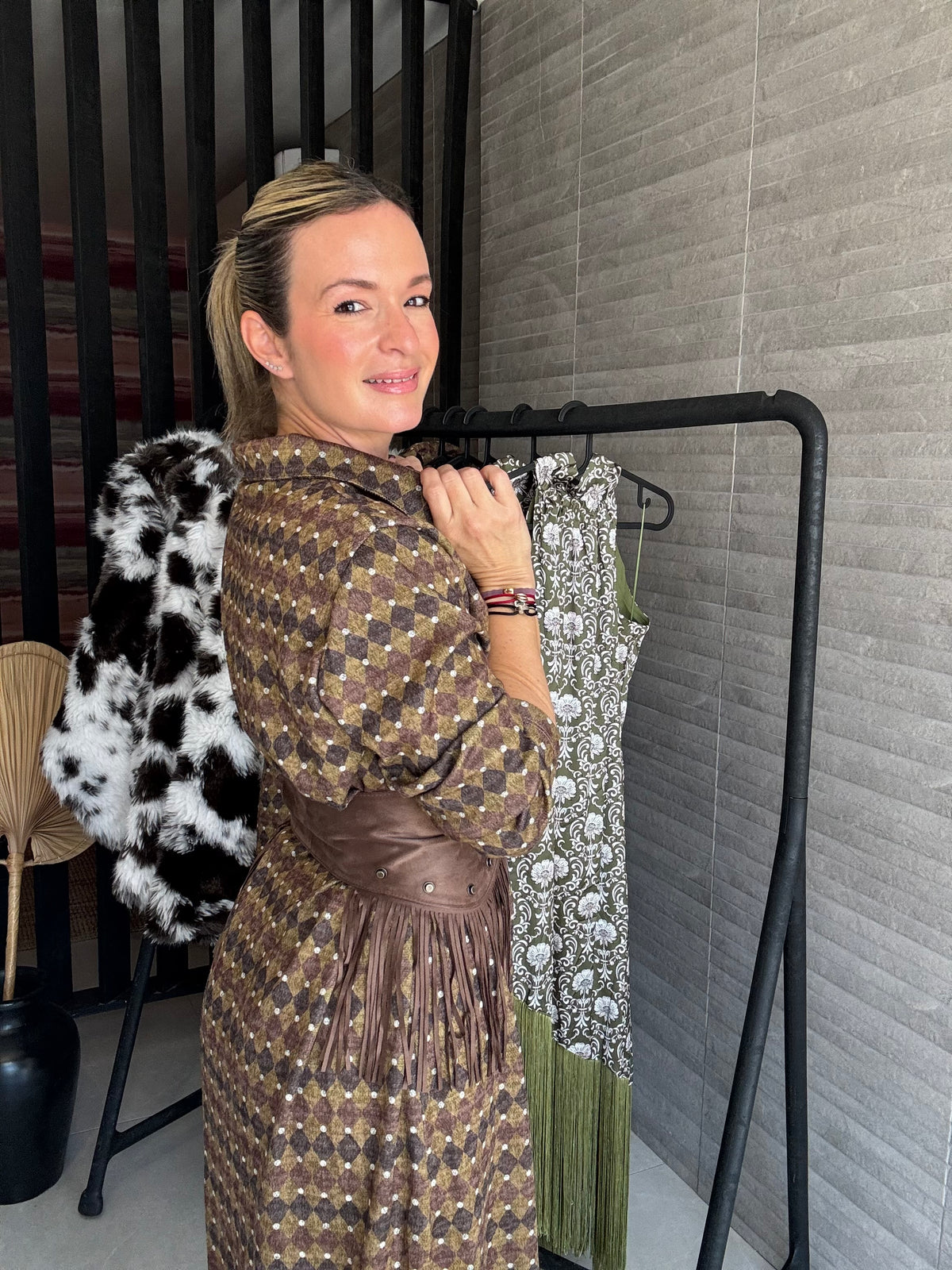 Geometric Print Shirt Dress