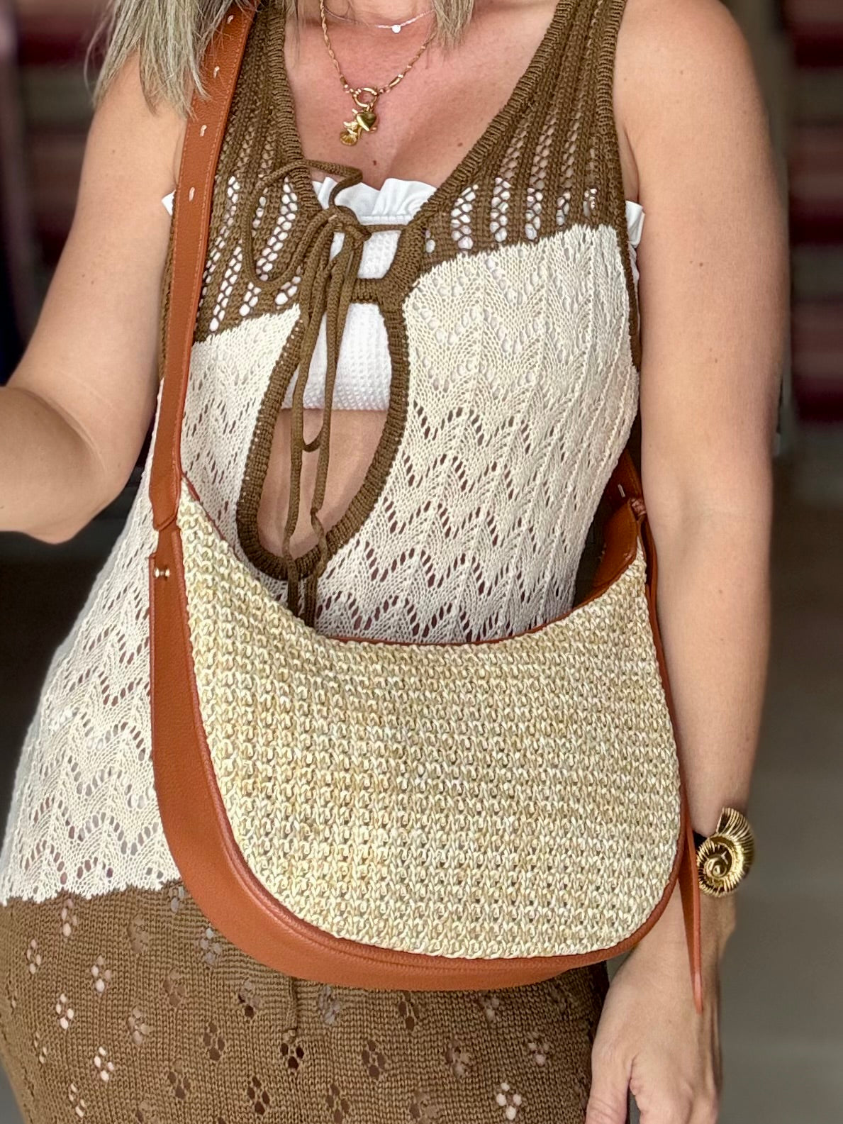 Straw Adjustable Strap Bag