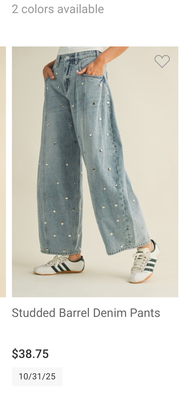 Studded Barrel Jean