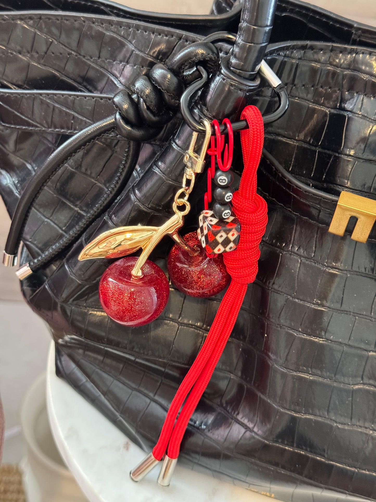 Handbag Key Holder / Black Diece