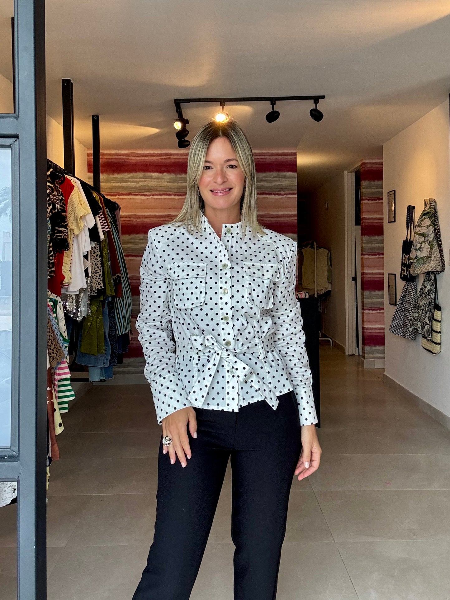Long Sleeve Polka Top