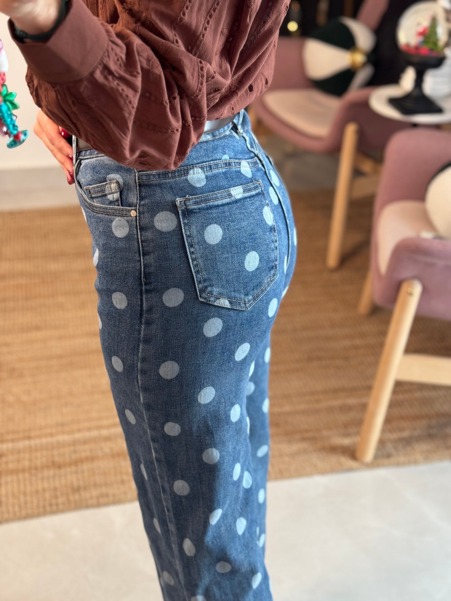 Polka Dot Wide Leg Jean