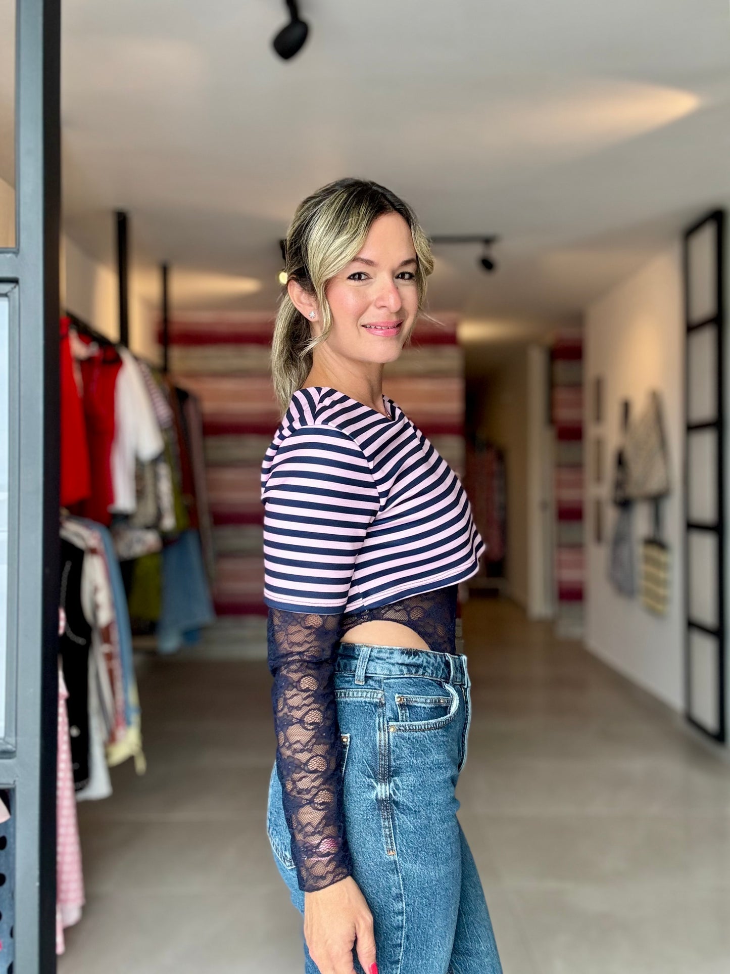 Lace & Stripes Bodysuit
