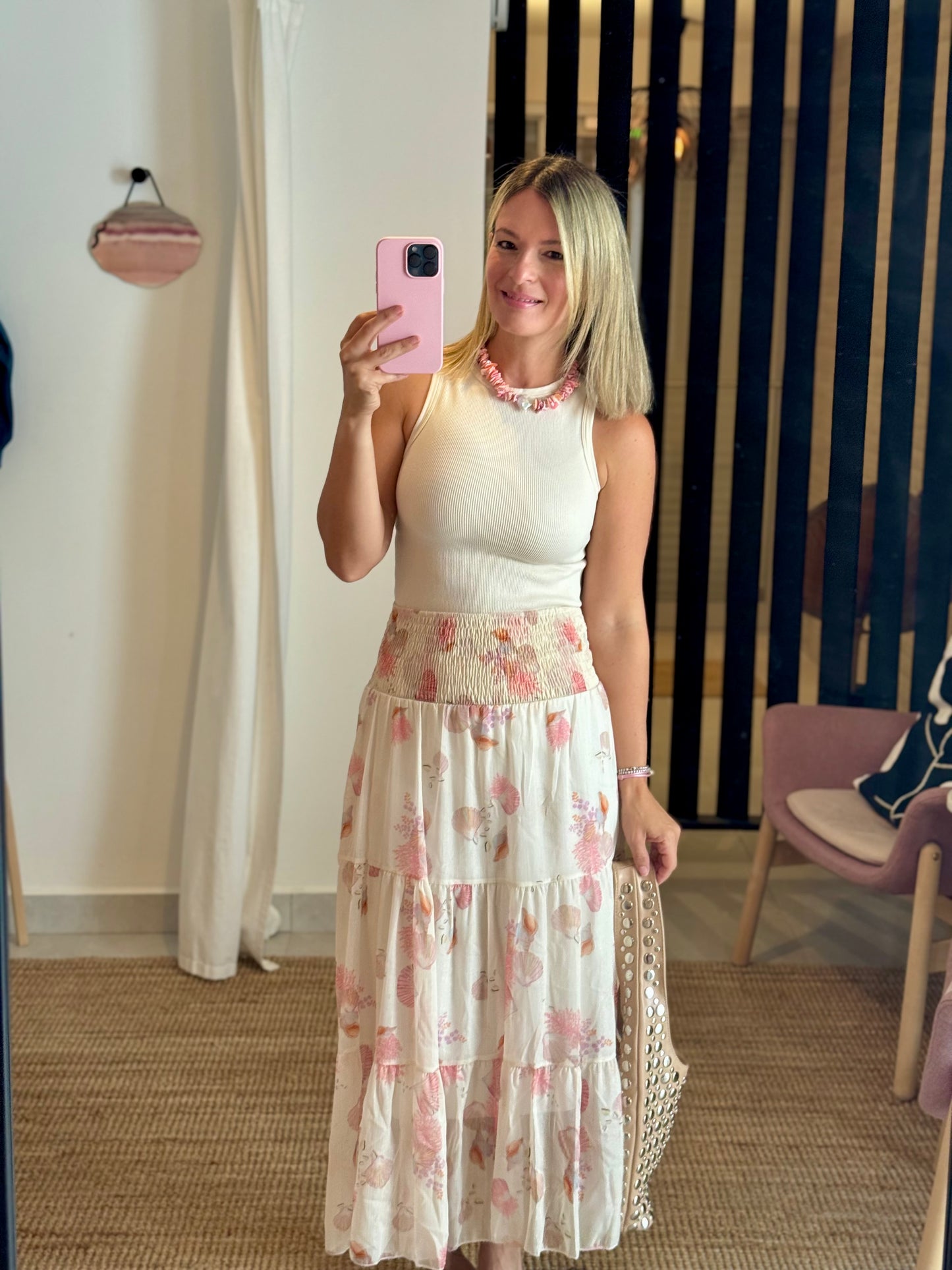 Shimmery Seashell Midi Skirt