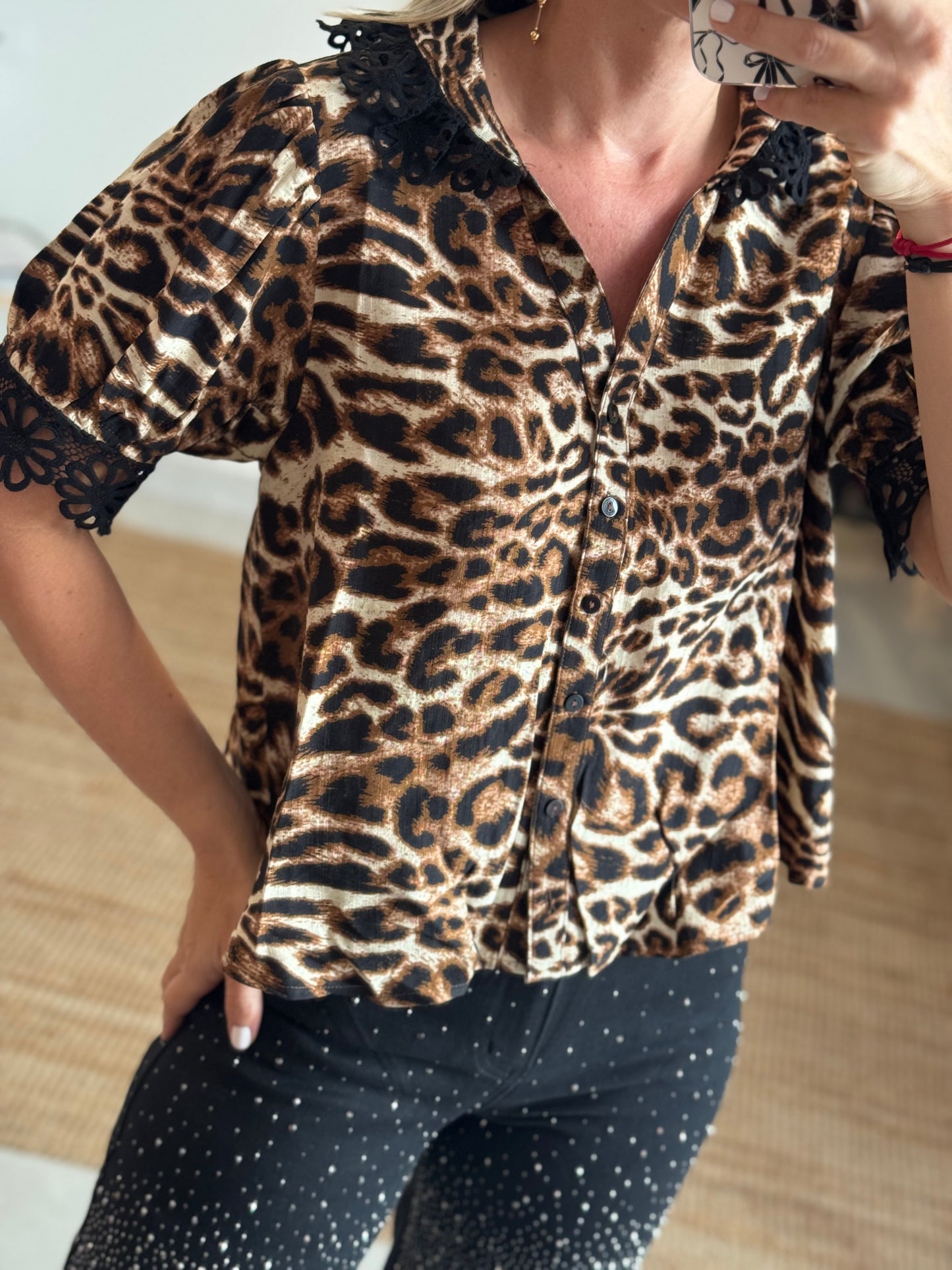 Laced Trim Blouse Top