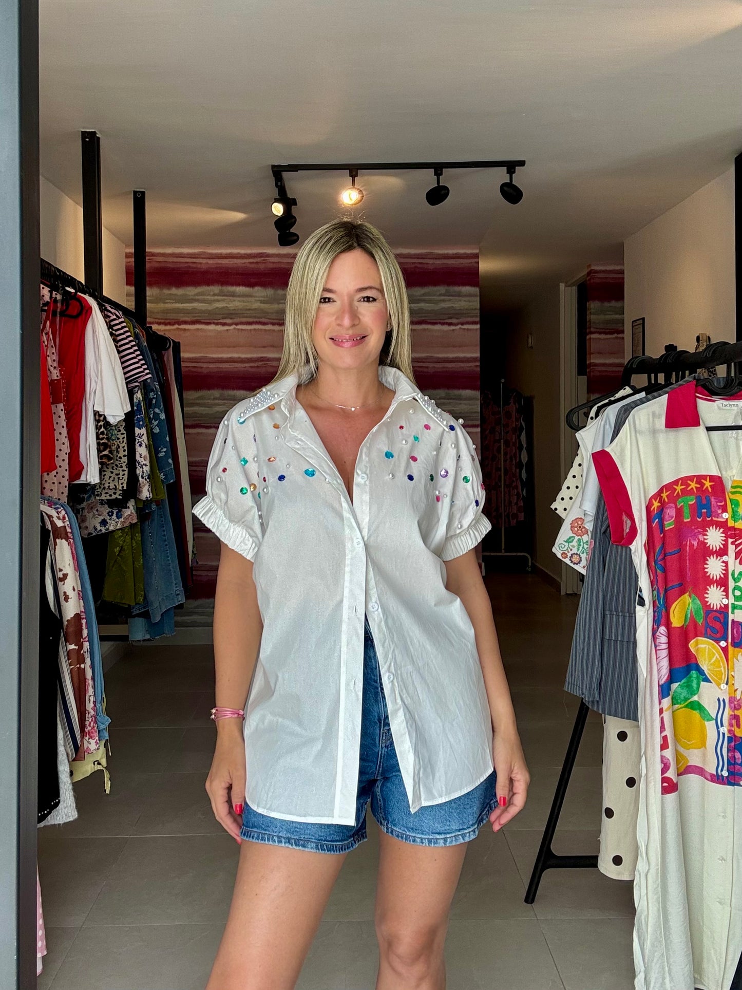Rhinestones Button Down
