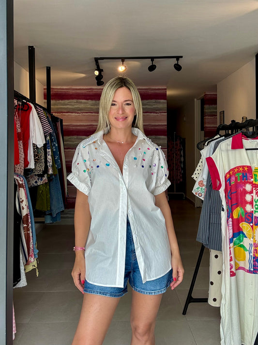 Rhinestones Button Down