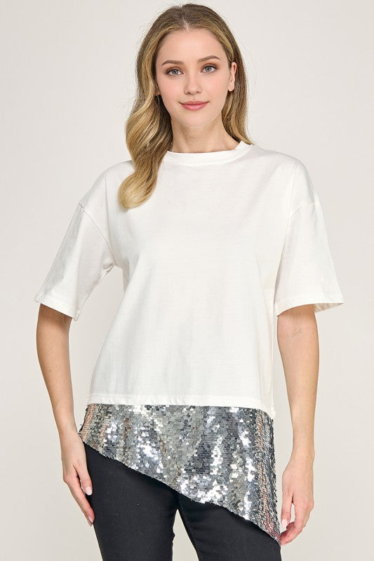 Sequins Asymmetrical Top