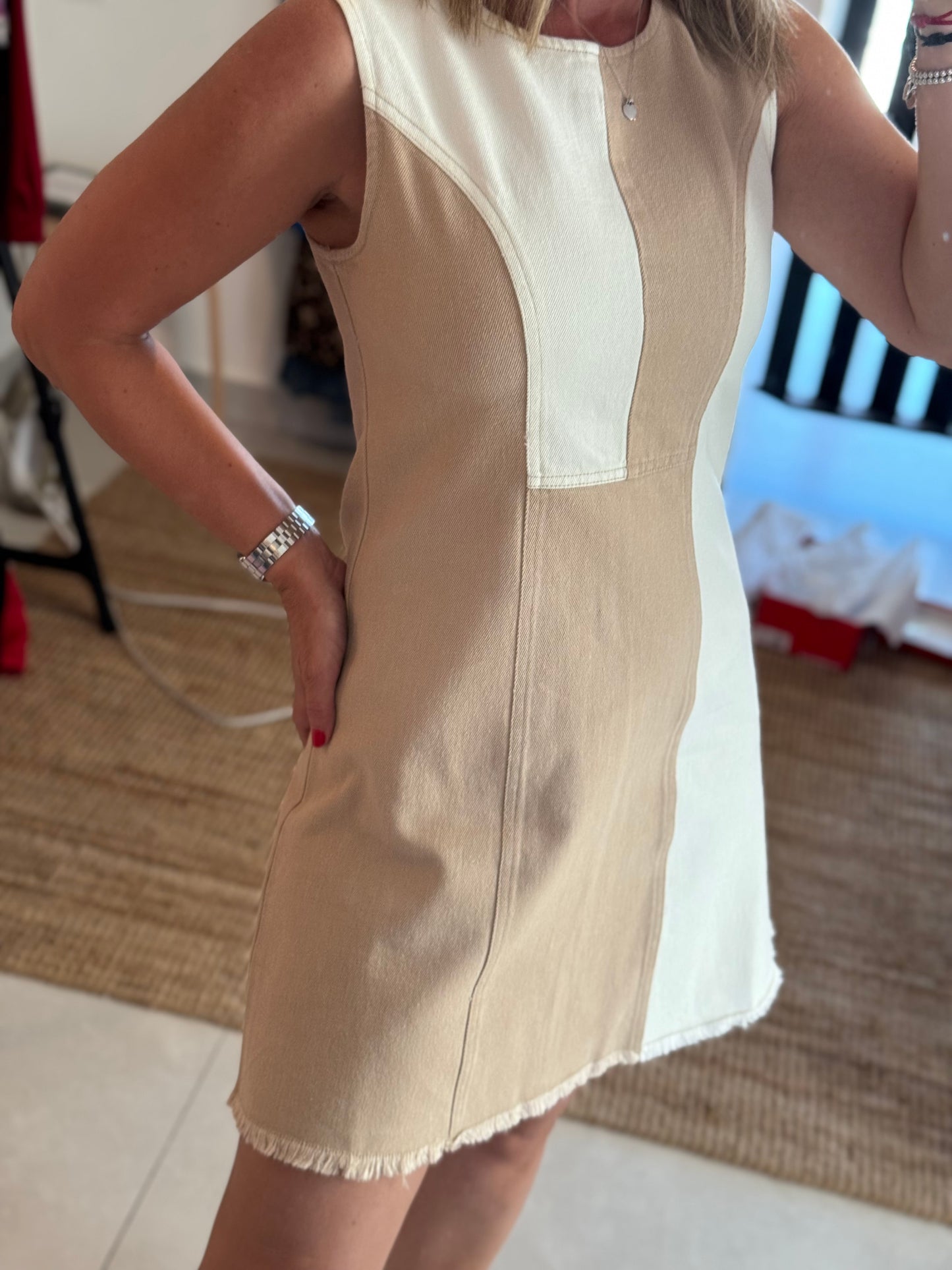 Color Block Denim Dress