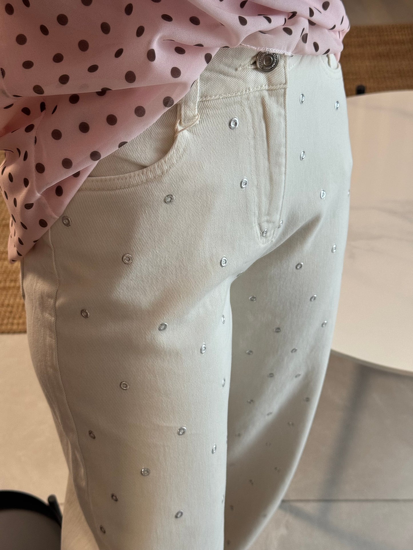 Studded Barrel Jean