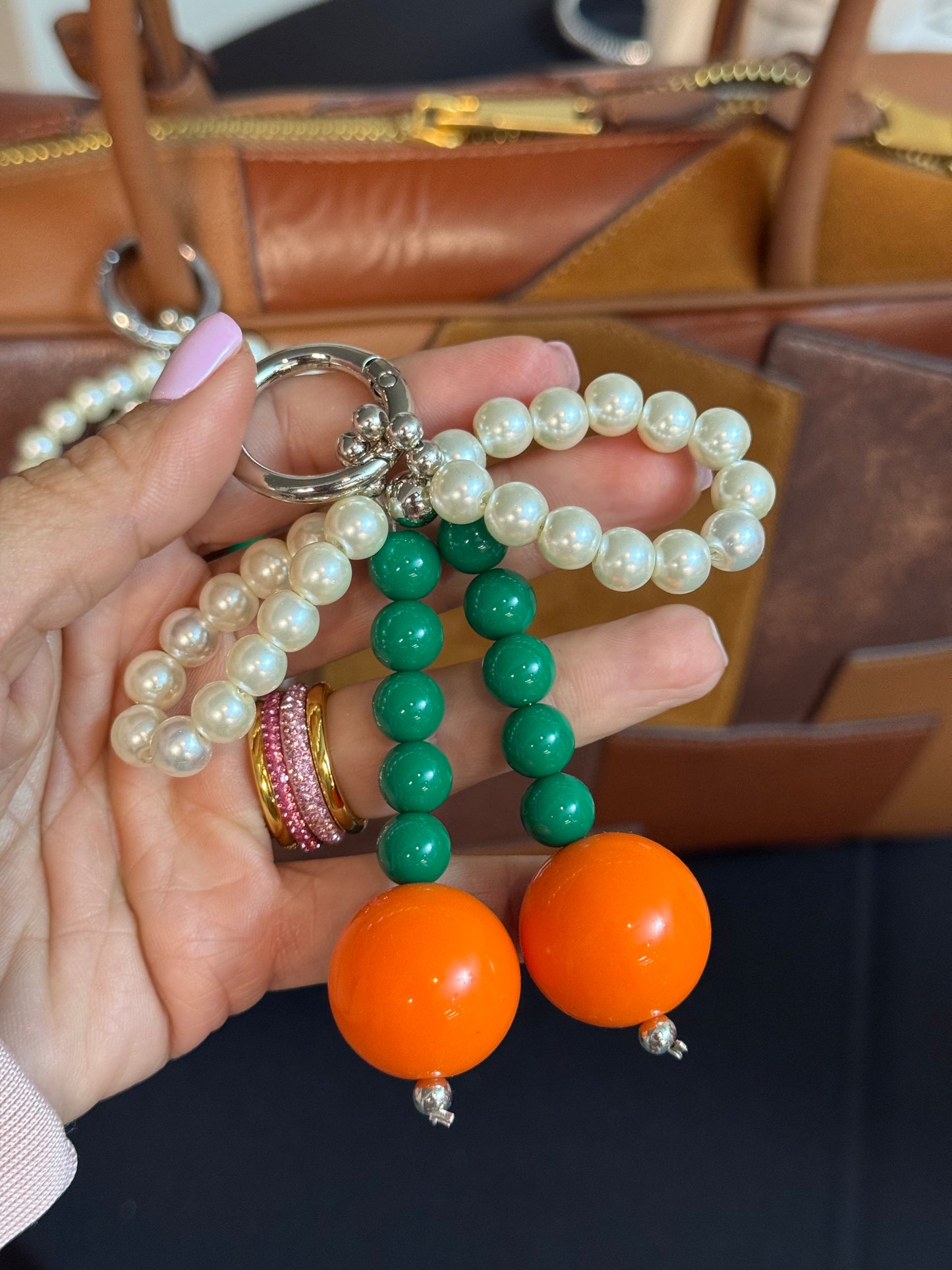 Handbag Key Holder / Pearl