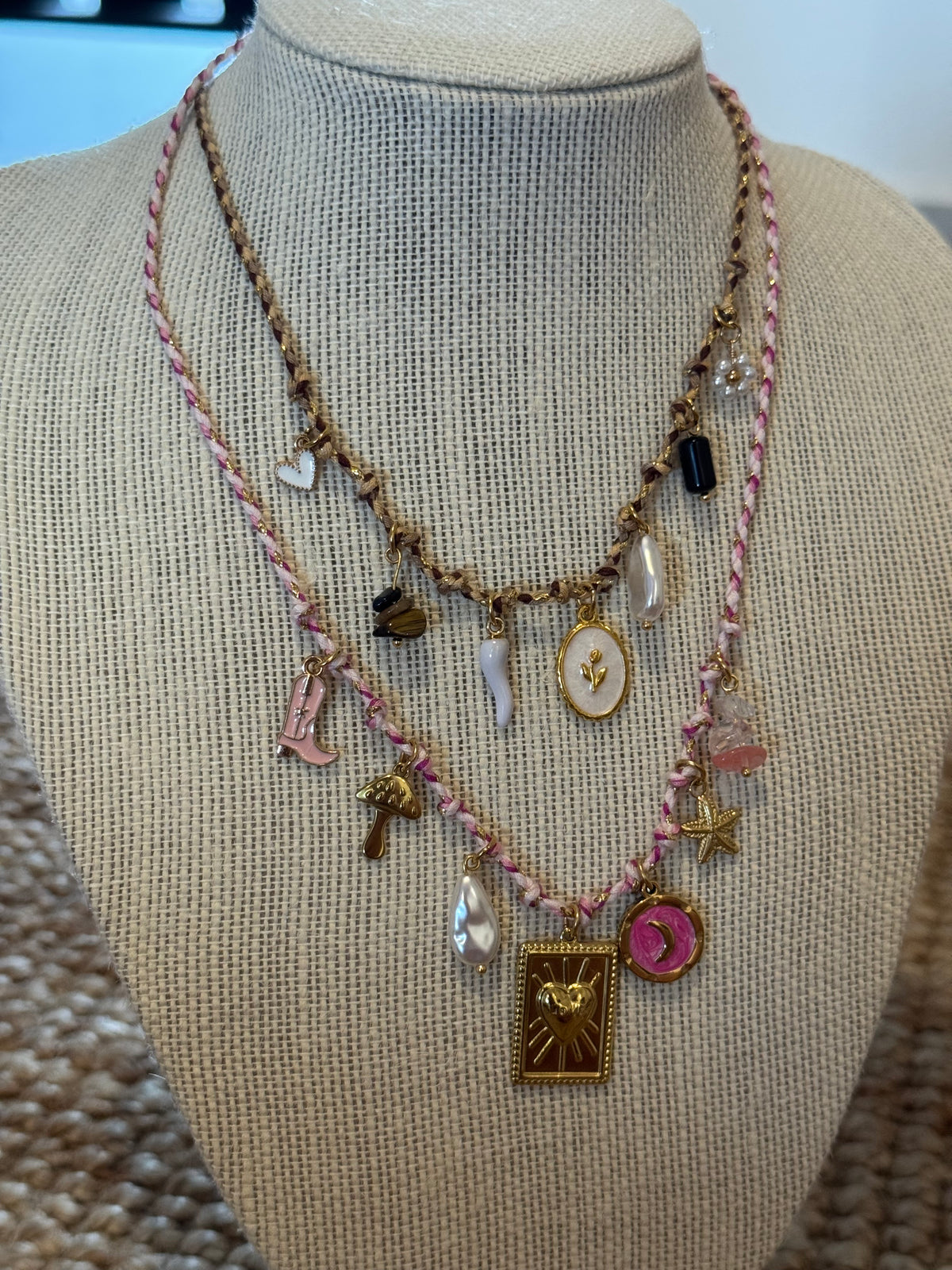 Multi Charm Cord Necklace