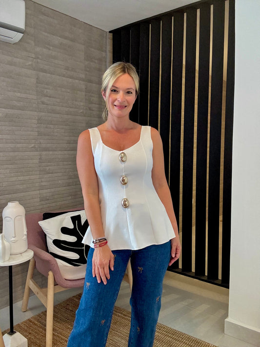 Big Button Girly Top