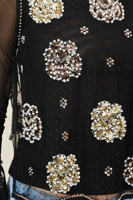 Beaded Mesh Top