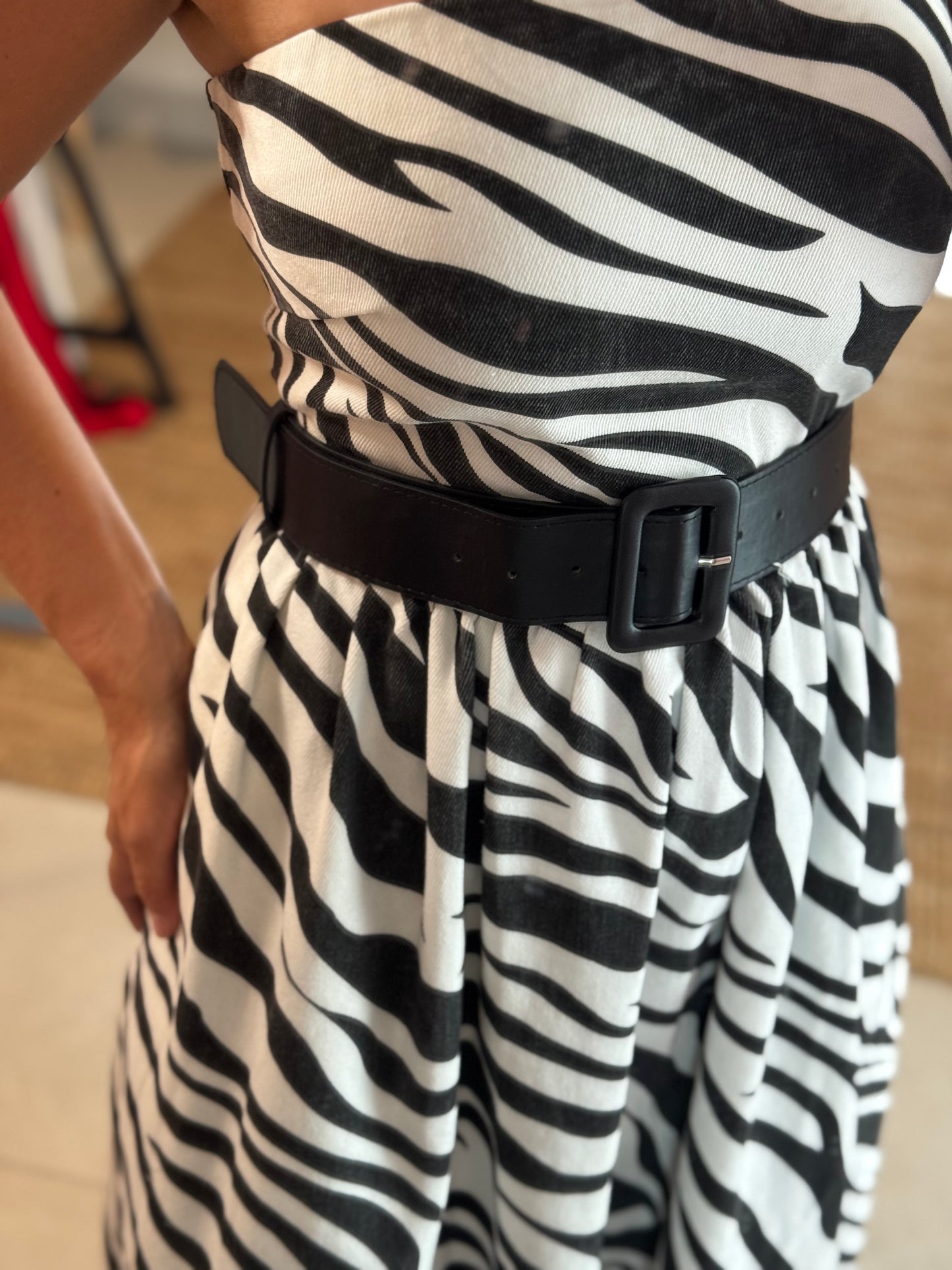 Strapless Black & White Dress