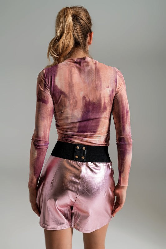 Mesh Abstract Pink Top