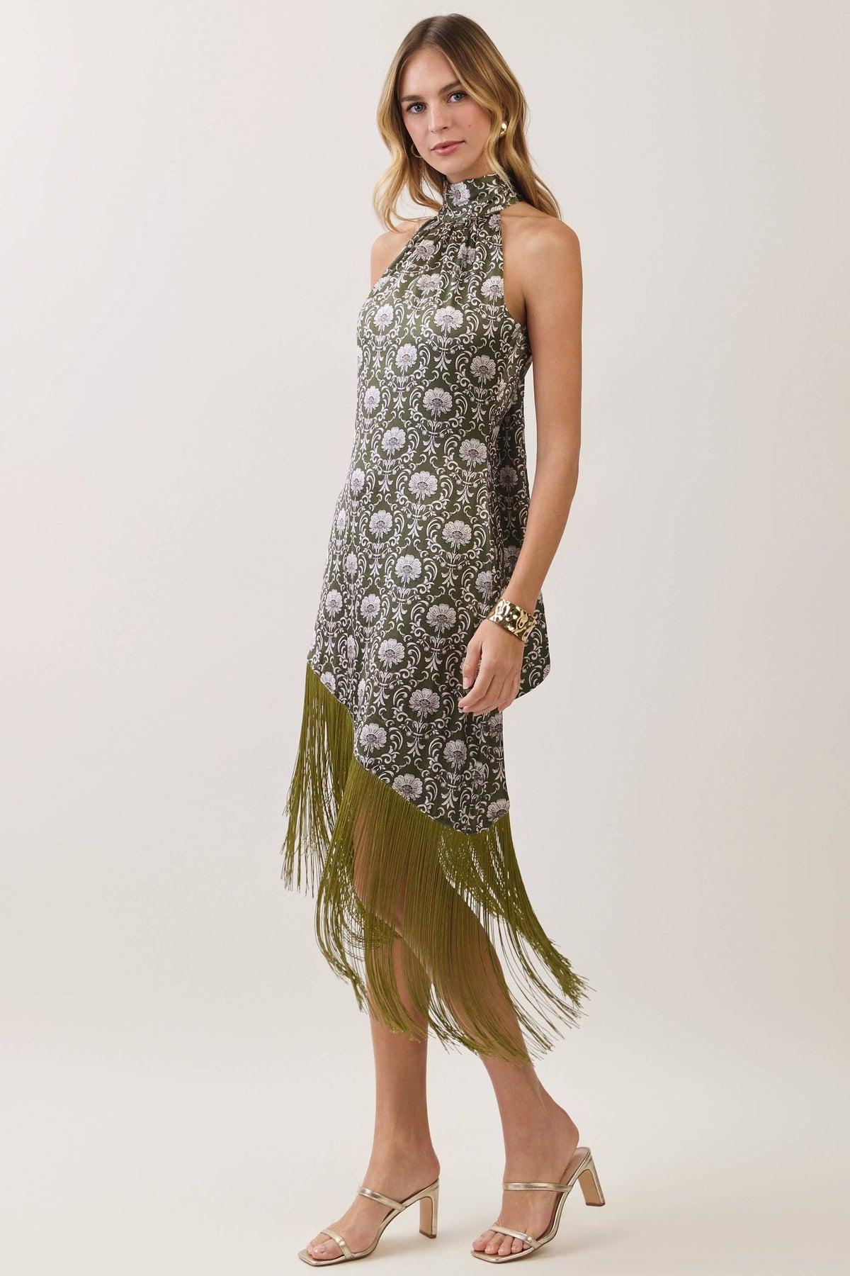 Halter Fringe Midi Dress