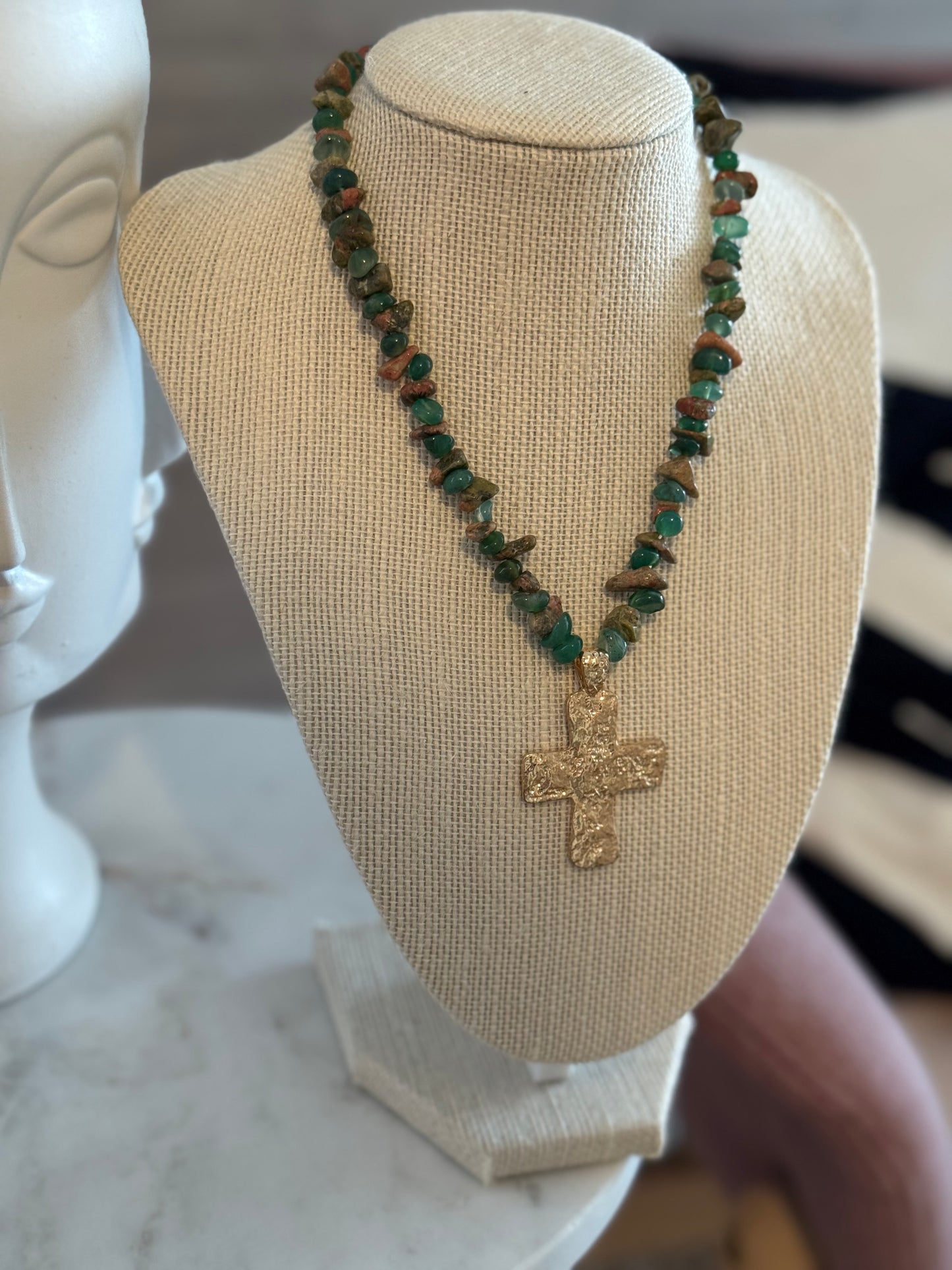 Cross Emerald Necklace
