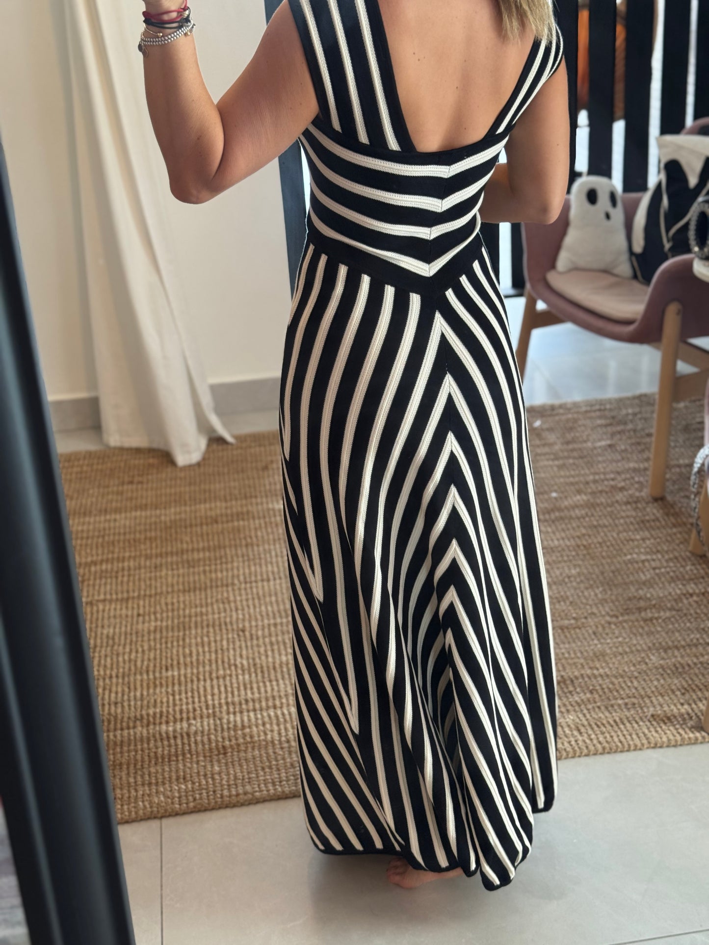 Striped Knit Midi Dress