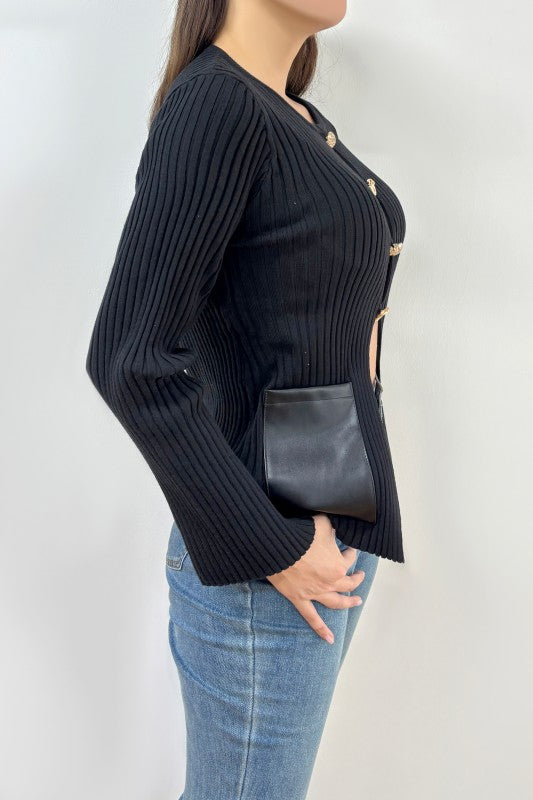 Ribbed Knit Cardigan Top