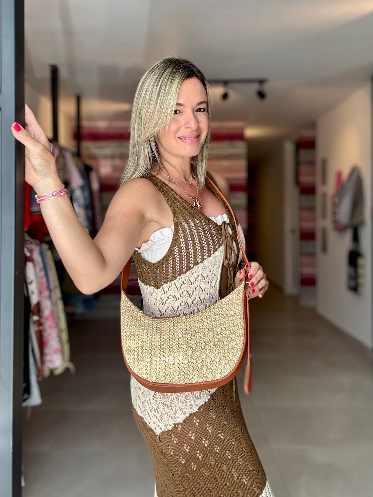 Straw Adjustable Strap Bag